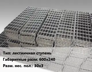 Решетчатый настил лестничная ступень 600х240 30х3